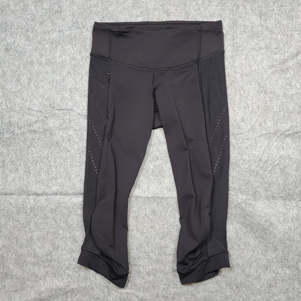 Lululemon Leggings Womens Size 4 Cropped 16" Black Run Athletic Gym Yoga Pilates